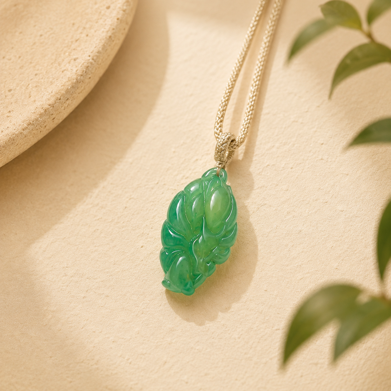 D116 Pendant Necklace: Green Fox Totem
