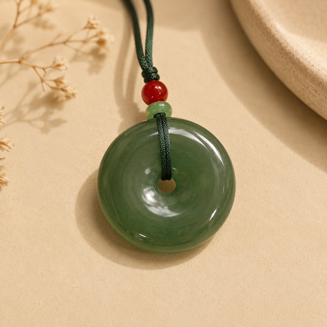 D117 Pendant Necklace: Green Harmony Circle